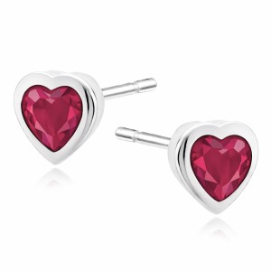 Cercei argint inima cu piatra rosie DiAmanti KS0265ER_RU-DIA (Argint 925‰ 1,1 g.)